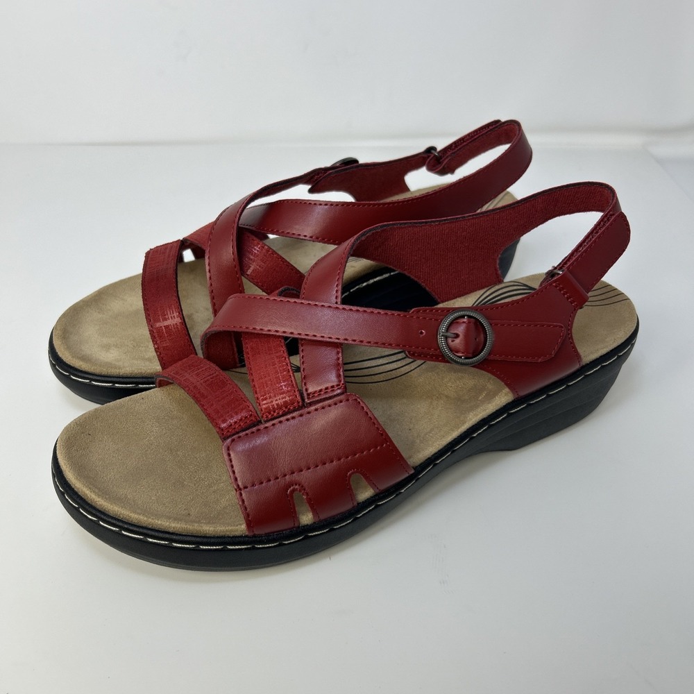 Dream Pairs Women's Wedge Sandals Size 11‎ Red Strappy Arch Support NIB New